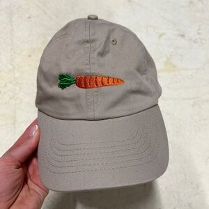 Tan Baseball Cap with Carrot Embroidery